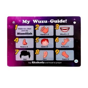 Children’s Wudu Guide Chart – Fun & Visual Islamic Ablution Card | Stick-On Bathroom Tile Poster | Easy Wuzu Steps for Muslim Kids | Durable, Waterproof, and Illustrated Prayer Prep Tool