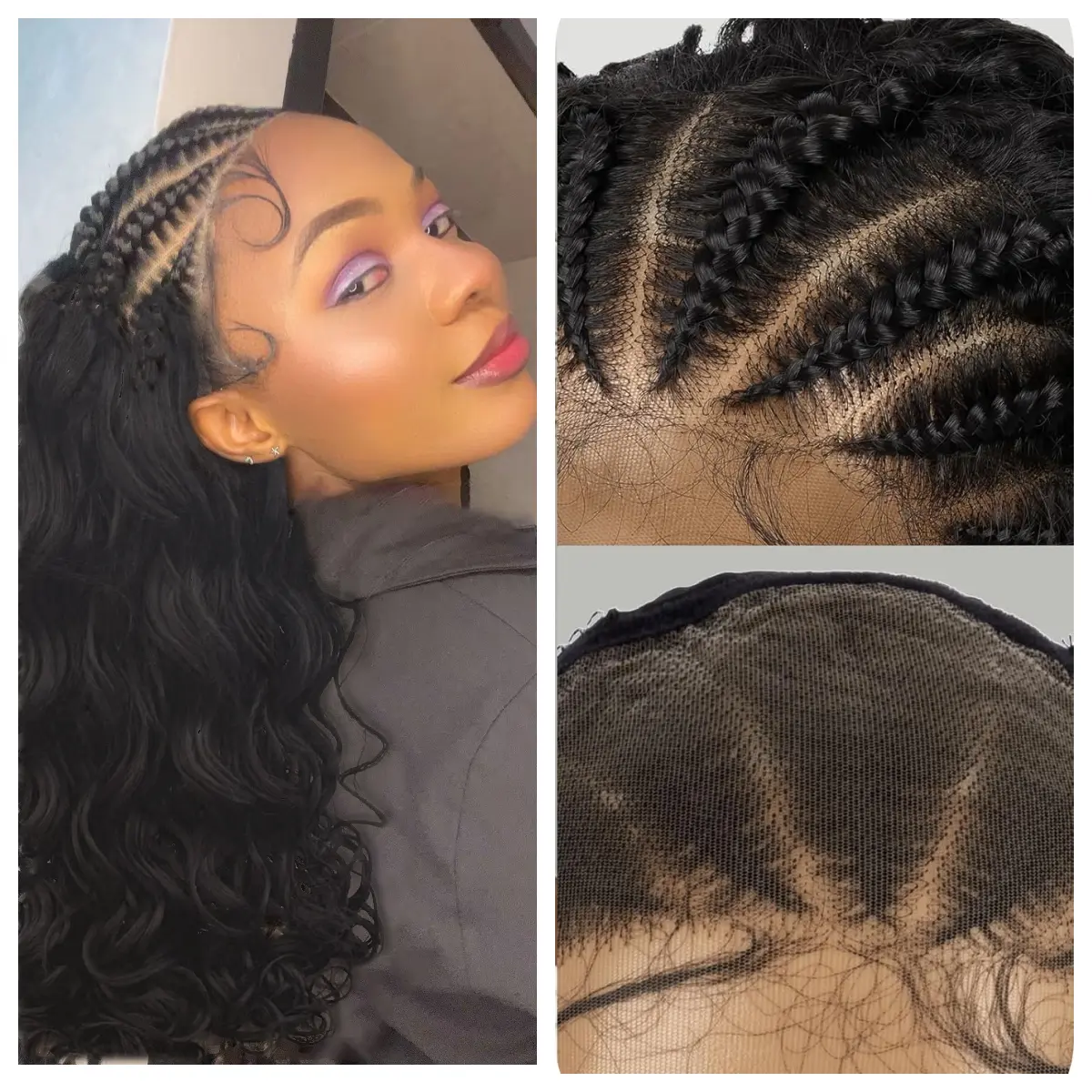 Synthetic Water Wave Lace Front Wig with Braided Cornrows, Glueless Knotless Amazon.com : GORGIUS Braided Lace Front Wig 12x5 Knotless  main image 3