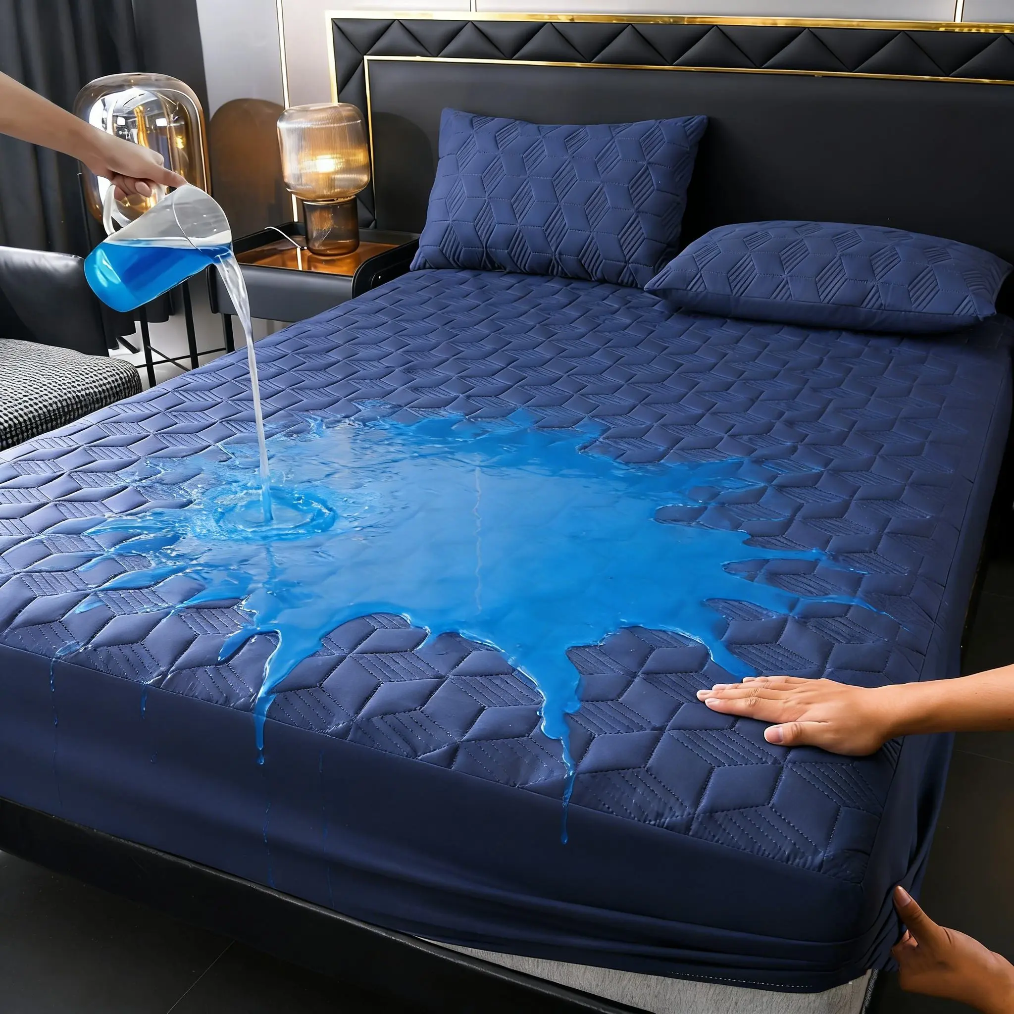 High-End Waterproof Bedspread, Fashionable Geometric Quilted Sheet, Leakproof Breathable Mattress Pad, Waterproof Mattress Protector, Waterproof Mattress Cover, Multiple Colors Available