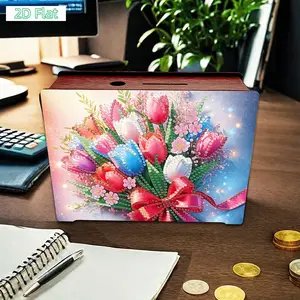 2D FLATCreative 5D DIY Diamond Painting Money Saving Box Desktop Diamond Art Kits Wooden Coin Bank Rhinestones Desktop Ornaments StoraDIY Diamond Painting Kit for Adults & Beginners, No Skills Needed. Sparkling Art to Brighten Rooms & Perfect Festive Gift
