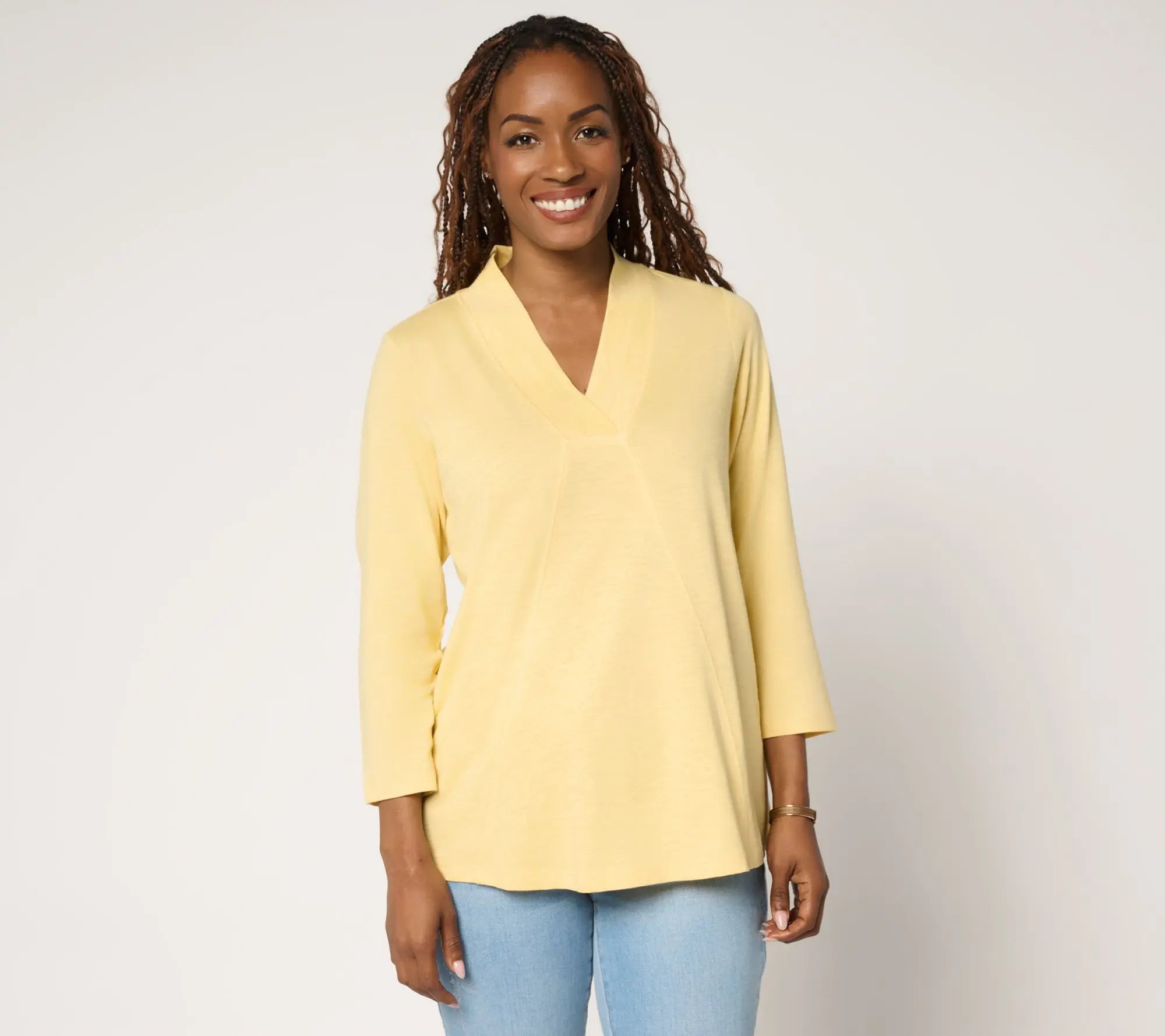 Belle Boho by Kim Gravel Slub Knit Western Chic Seamed Top