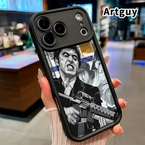 Phone Case for iPhone 17 Pro Max 16 Plus 15 14 13 12 11 Air E Creative Scar Face Painted Shockproof Silicone TPU Bumper Drop Protection Soft Cover