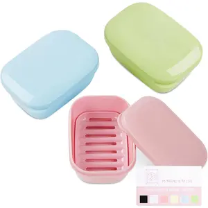 3 Pack Travel Soap Case Leakproof, Portable Travel Bar Soap Holder Container with Lid for Camping, Gym, Multicolor