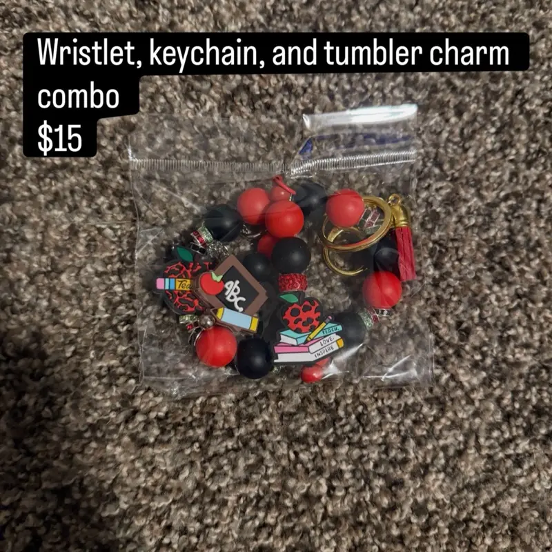 Multi-Functional Wristlet, Keychain, and Tumbler Charm Combo Set