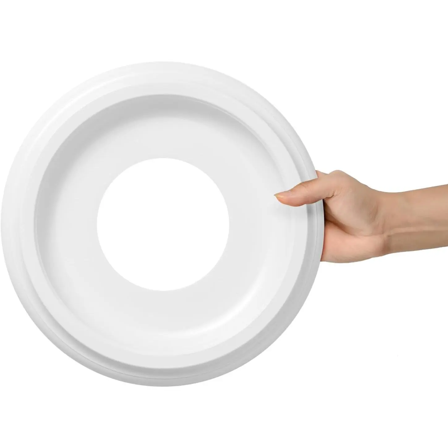 2-Pack White Molded Synthetic Nylon Ceiling Medallion - 10"OD x 4"ID x 1-2/8"P, Fixes Cracks, Fits 23" or Smaller Canopies & Light Fixtures/Ceiling Fans