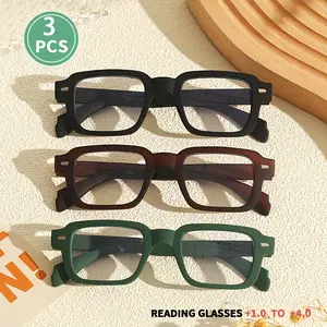 GIGULA three-piece matte frame glasses, with rivet square frames, can prevent blue light suitable for computer reading, combining literature with fashion. Su for  100° to  400° degrees.