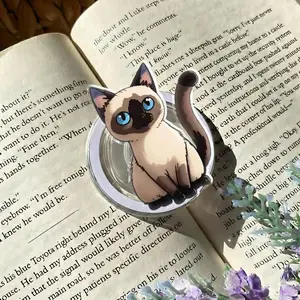Cute Siamese Cat Phone Grip | Magnetic Acrylic Kindle Grip | Pet Lover Phone Holder | Book Lover Gift | Cat Mom Phone Stand Accessory