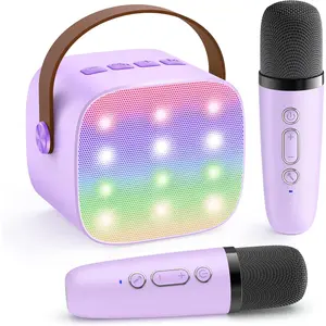 Mini Kids Karaoke Machine with 2 Wireless Microphones, TOP Karaoke Gifts for Girls Ages 3, 4, 5, 6, 7, 8, 9,10,11,12 +Year Old, 4-12 Years Old Birthday Toy Gift for Girls Boys Party(Purple)
