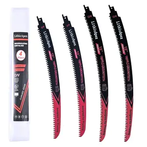 Arc Edge Reciprocating Saw Blade Set, CRV Japanese Teeth Wood Cutting & Pruning Blades, 12x2 & 15x2 4-Pack for Sawzall, Tree Trimming, Logging, Woodwork & Storm Cleanup