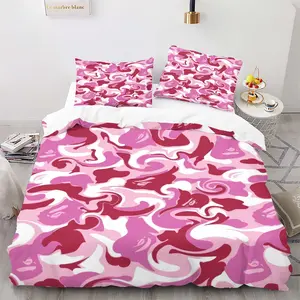 BAPE Baby Milo Classic Camouflage Duvet Cover Set, 1 Duvet Cover & 1-2 Pillowcases,Classic Brand & Classic Ape Head Logo, Soft Comfortable, Street Style Bedroom Decoration, Gift for Streetwear Enthusiast