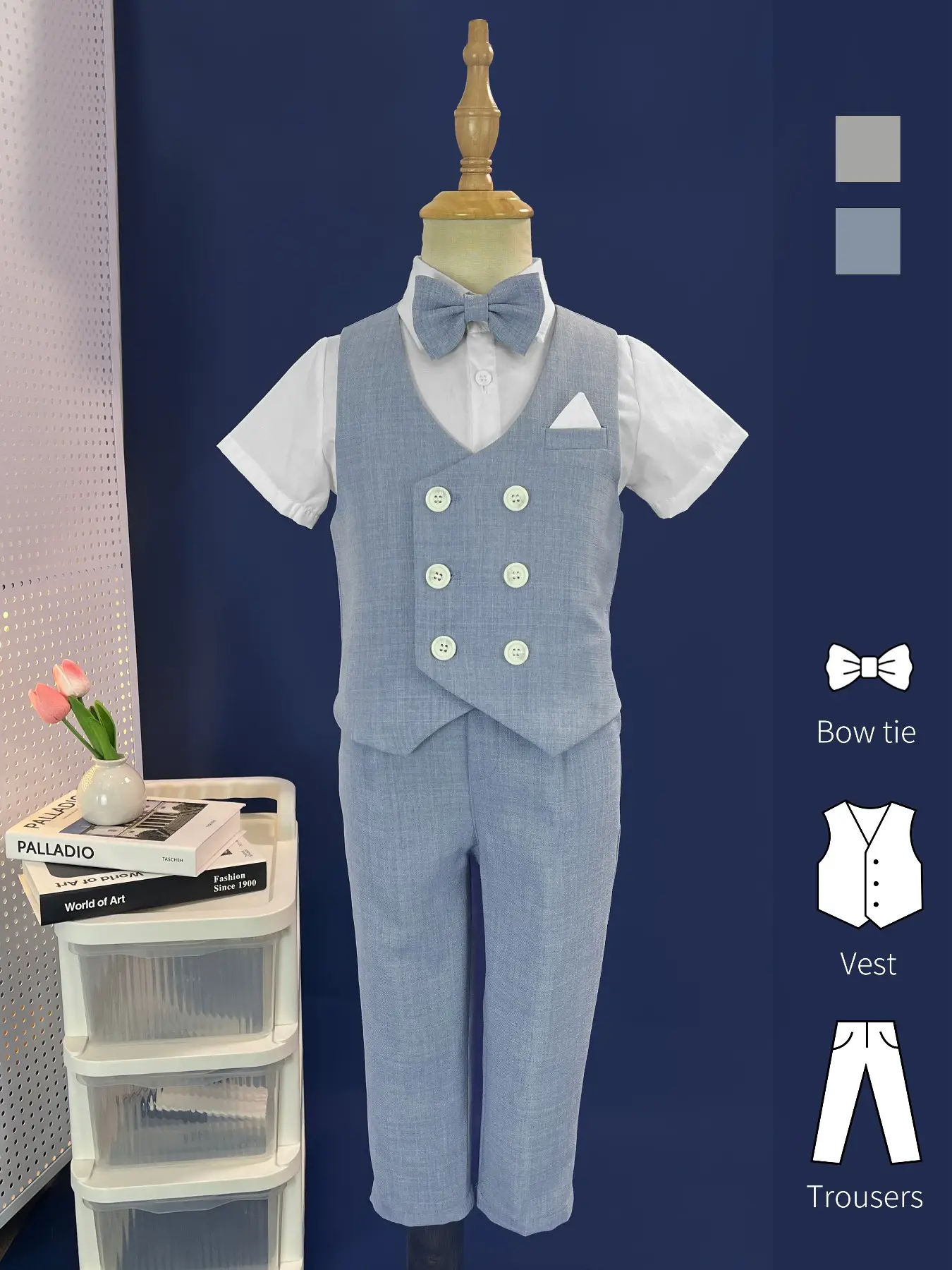 3-PIECE BOYS' FORMAL VEST SET, CHRISTMAS, WEDDING, CHURCH, & CEREMONY ATTIRE, GIFT FOR BOYS, TODDLERS, TEENAGERS, CHILDREN, & YOUNG PEOPLE! SUITABLE F