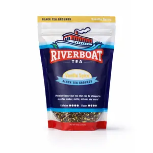 Vanilla Spice Black Tea Grounds - Premium Loose Leaf Tea & Coffee Alternative - 8 oz - Medium Caffeine Tea - Brewed in the USA - 55mg Caffeine per Cup