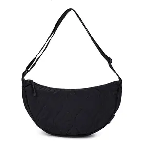 BE SMART Waterproof Large Quilted Crescent Bag Nylon Messenger Shoulder Bag with Adjustable Strap Lightweight Spacious Perfect for Work Mom Life & Weekend Getaways