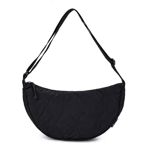 BE SMART Women's Waterproof Nylon Quilted Crescent Crossbody Shoulder Handbag - Adjustable Strap, Lightweight, Spacious, 2 Slip Pockets, Fabric Handles, Foldable, Minimalist, Multi-Compartment, Purses for Daily Use, Gym Transitions, Handbag Shoulder Bag,