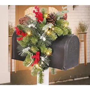 Puleo International 36in Pre-Lit Decorated Mailbox Cover