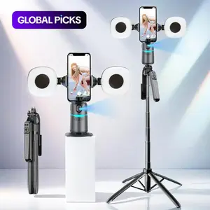 360 Degree Rotatable Face Tracking Smart Selfie Stick Gimbal, Portable Foldable Phone Stabilizer, Selfie Accessories for Video Recording, Tripod, Selfie Light, Selfie Stand #GLOBAL PICKS