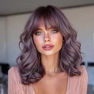 Christmas Limited Edition Dream Wig 14 Inch Bangs Curly Hair, Holiday Commute Family Party Versatile Hair Cap, Single Item, Loose Wavy Wave, Loose Wave Wigs