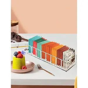 1pc Clear Tea Bag Organizer,Desktop Tea Bag Coffee Divided Storage Box,Reusable Acrylic Tea Box For Coffee Station, Cabinet, Pantry, Countertop, Office, Kitchen,Cosmetic Box. Back To School