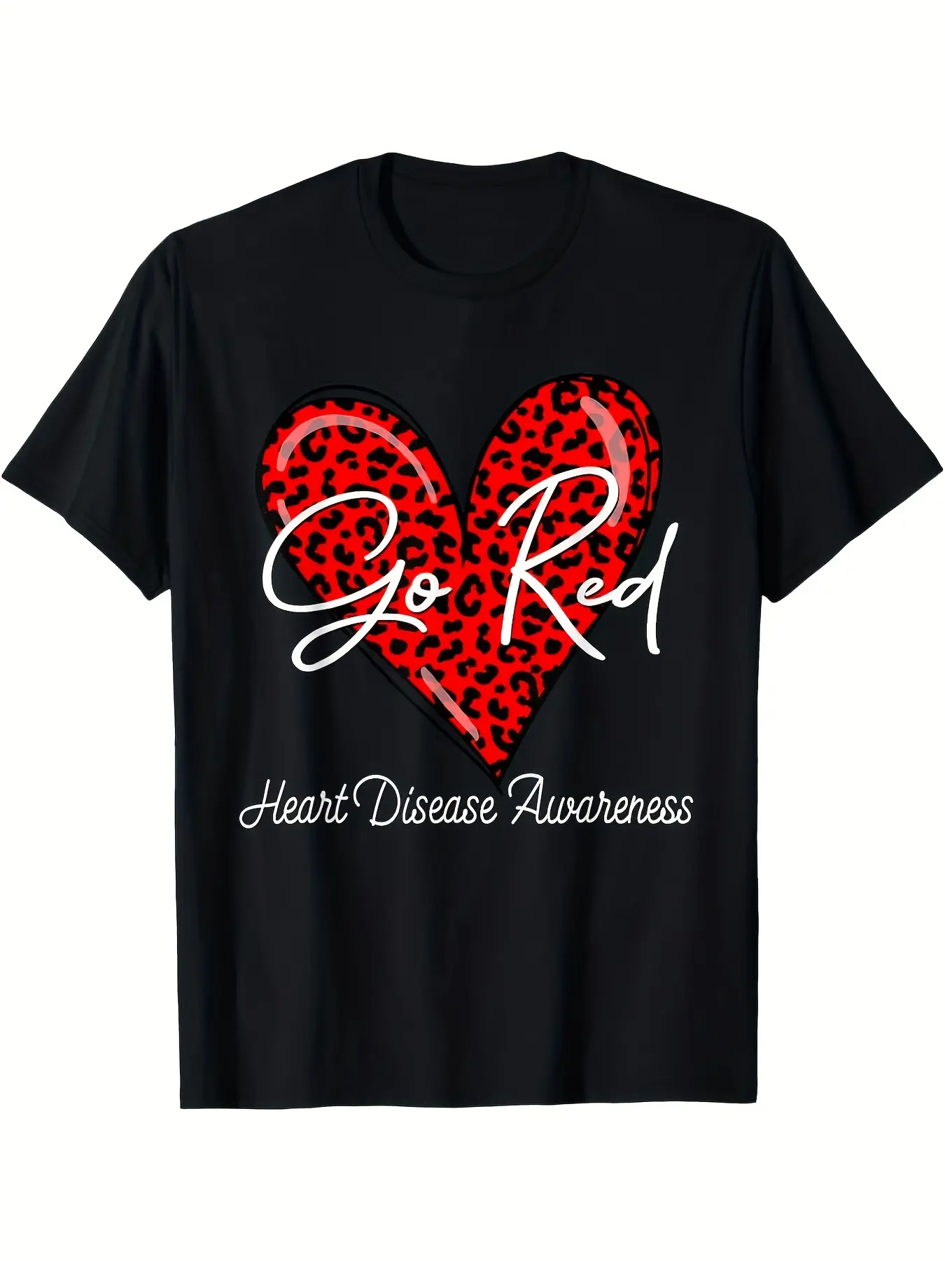 Men's  Women's Go Red Heart Disease Awareness CHD unisex soft cotton short sleeve t shirt, vintage graphic casual tee for men women teens, perfect birthday holiday gift for camping travel gym daily street  wear