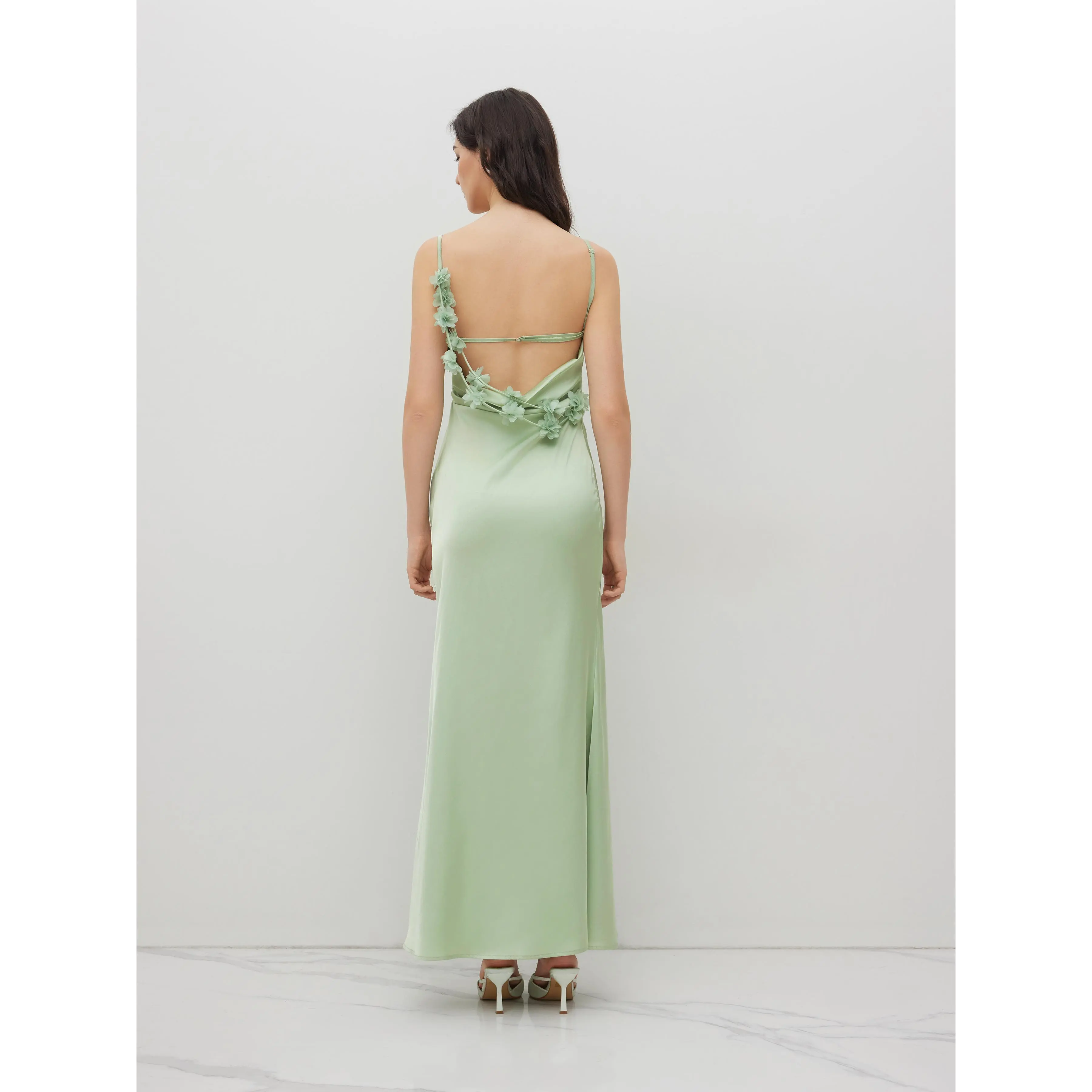 Cider [size 0-10] Satin Cowl Neck 3D Floral Ruched Mermaid Maxi Dress  SwimWeek - TikTok Shop