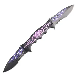 3D Skull Knife Twin Blade Folding Knife,Aluminum Handle,Sharp Fruit Camping Knife Survival Tools Survival Gear