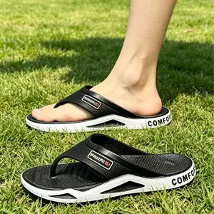 Black White Athletic Non-Slip Summer Thong Sandals