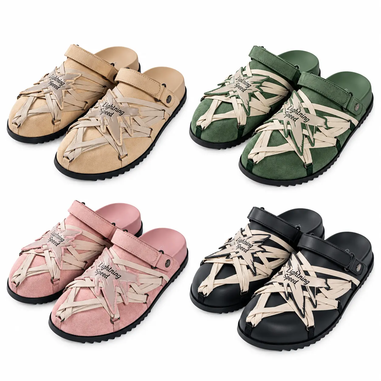 LIGHTNING X SPEED Unisex Leather Clogs - Strappy Round Toe Slip-On Footwear, Casual Street Wear Shoes LIGHTNING X SPEED Unisex Leather Clogs - Strappy Round Toe Slip-On Footwear, Casual Street Wear Shoes