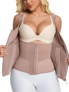 1 Count Women's Tummy Control Shaping Belts, Fajas, Solid Color Corset with Bra, Colombian Shapewear, Breathable Steel Bone Waist Trainer, Adjustable Shoulder Strap Hook & Eye Zipper Closure Vest, Womenswear, Suitable for Daily Wear & Training Sports