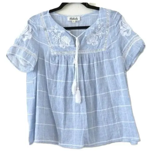 Petite Prairie Blouse EMBROIDERY SHORT SLEEVE Blouse top