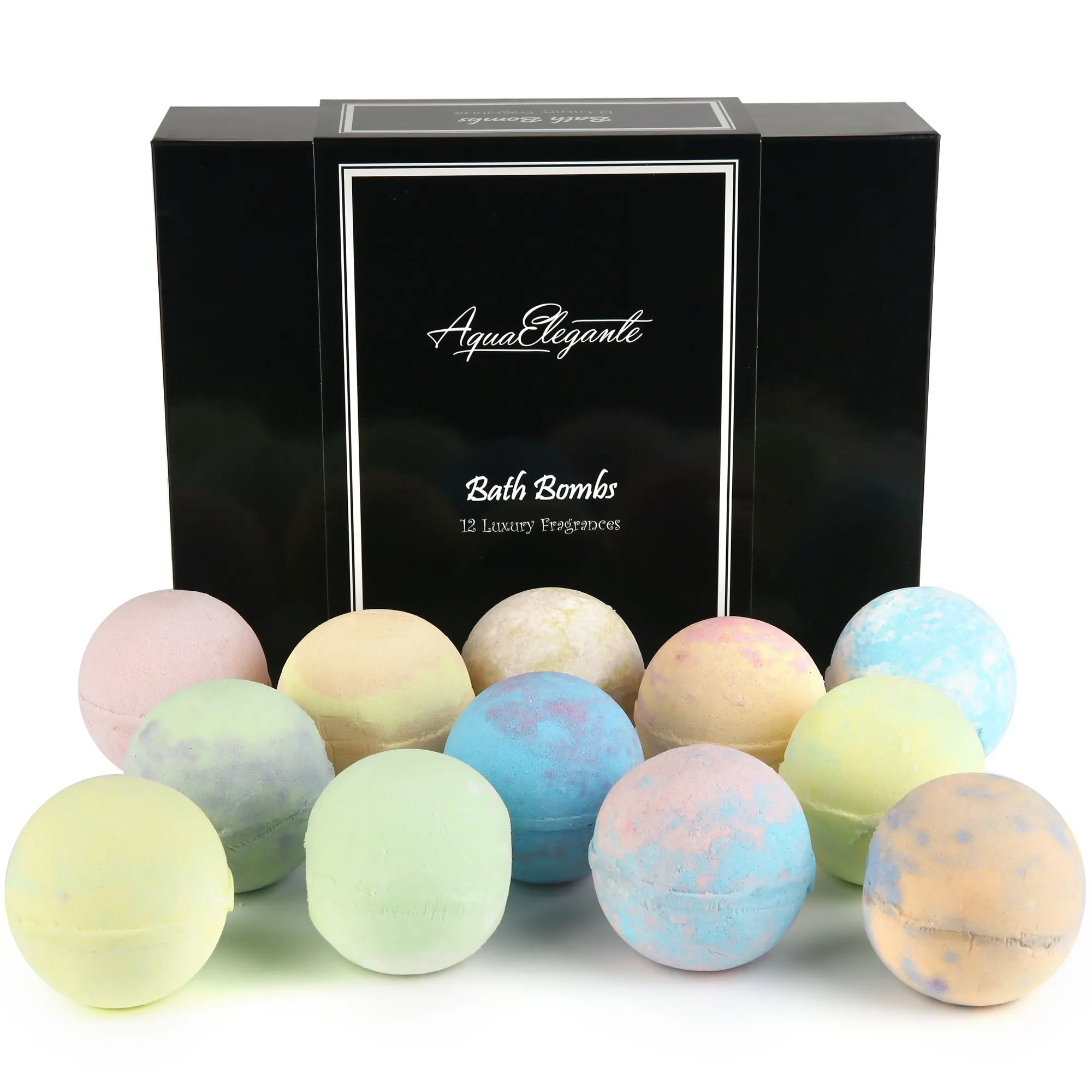 Aqua Elegante Luxury Bath Bombs for Women - Gift Set of Large Bathbombs with Essential Oils, Shea Butter, Coconut Oil - No Stain, Natural, Vegan, Moisturizing Spa Present for Mom, Wife, Girlfriend