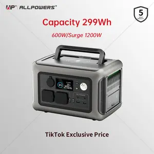 ALLPOWERS R600 Portable Power Station,299Wh LiFePO4 Battery,Recharge from 0-99% in 1 Hour,Power 8 Appliances Simultaneously,Solar Generator