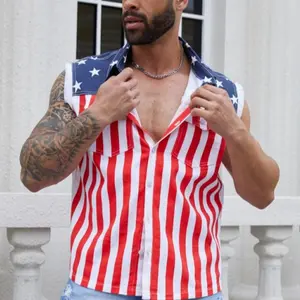OPDNBON 4th of July Denim Vest for Men American Flag Sleeveless Jean Jacket USA Festival Outfits Clothing Party Suit Comfortable Spring Summer Menswear Patriotic Holiday Fashion Tops Farm Beach BBQ Essentials Great Dad Husband Son Gifts