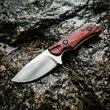 BM 15017 Classic Fixed Blade Knife - 8Cr13MoV Steel, Natural Wood Handle, 6.3 in Total Length, Corrosion-Resistant, Lightweight Unisex Outdoor Survival EDC Tool, Leather Sheath, Rugged Look Camping Fishing Tools, Survival Gear