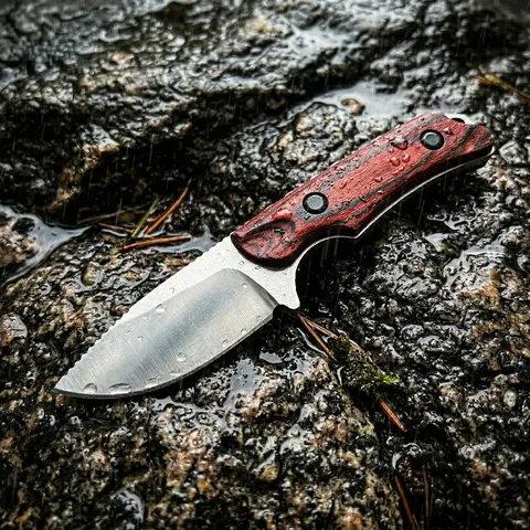 BM 15017 Classic Fixed Blade Knife - 8Cr13MoV Steel, Natural Wood Handle, 6.3 in Total Length, Corrosion-Resistant, Lightweight Unisex Outdoor Survival EDC Tool, Leather Sheath, Rugged Look Camping Fishing Tools, Survival Gear