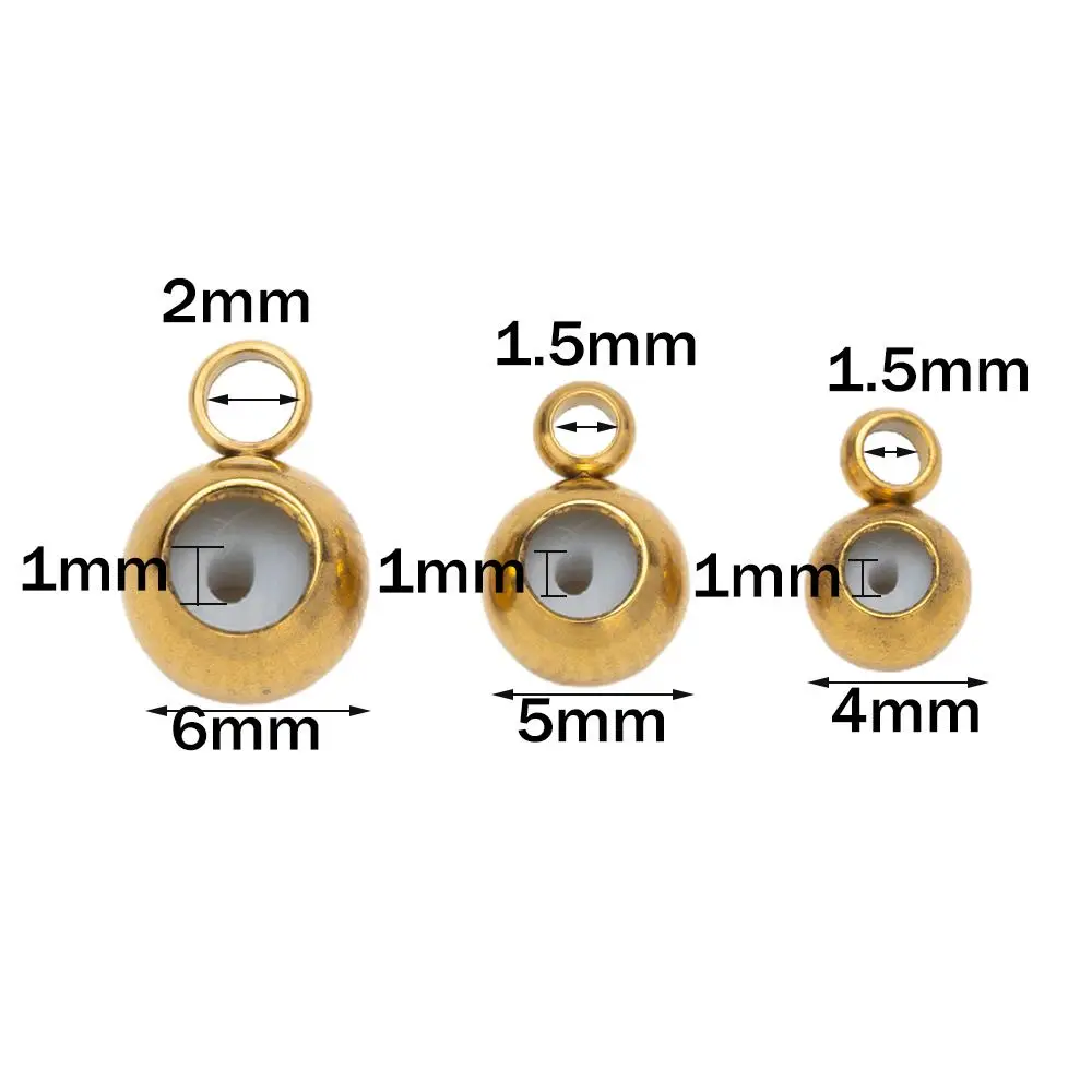 10pcs Stainless Steel Insert Silicon Ring Hanger Links Slider Stopper Beads with Loop for DIY Necklace Bracelet Jewelry Making