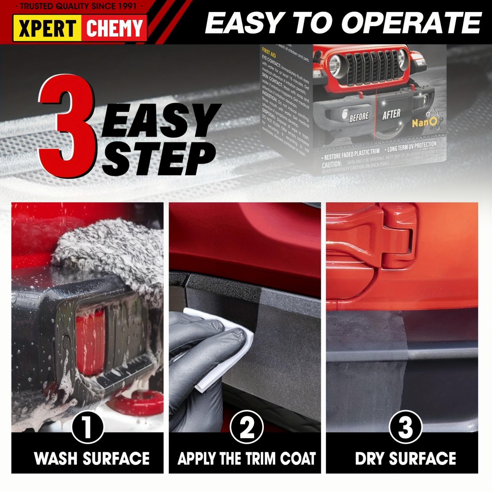 XPERTCHEMY Ceramic Trim Coat Kit Plastic Restorer for Cars Ceramic Coating Wipes to Lasting Over 230 Washes The Ceramic Coating Helps Improve Optical Clarity On Clear Car Plastic