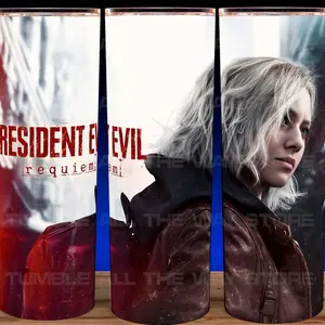 Resident Evil 9 - RE9 - Requiem Survival Horror Gaming Cup Mug Tumbler 20oz with Lid and Straw - Elegant Drinkware for Vampire Fans - Perfect for Hot or Cold Drinks! Stainless Steel. Flasks Plastic Glossy Insulated