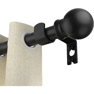 Black Curtain Rods for Windows 31"- 46", Decorative Drapery Rod Adjustable by Splicing, 5/8 Inch Small Curtain Rod for Bedroom, Living Room, Kitchen and Outdoors No Brand