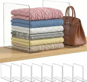 Shelf Dividers for Closet Organization: 12" Tall x 12" Deep, Taller Adhesive Acrylic Separators Provide Storage for Clothes and Purses in Bedroom Cabinets (8-Pack)