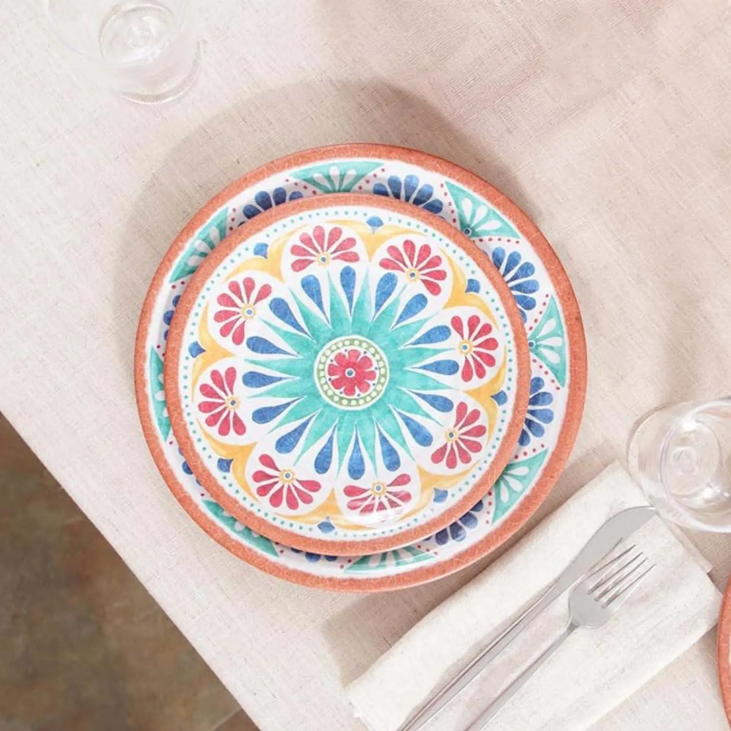 Tarhong Rio Medallion Melamine Salad Plate, Set of 6