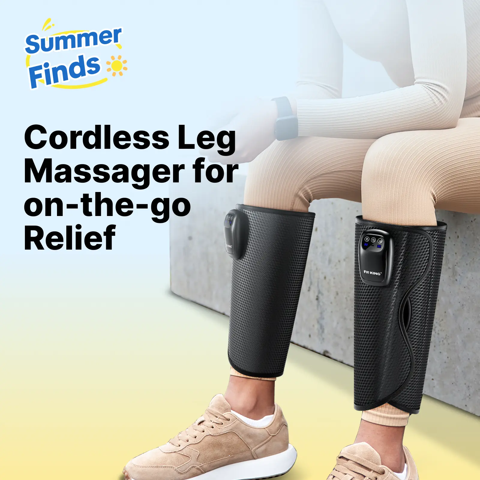【FIT KING】Air Compression Cordless Calf Massager, 3 Modes & Intensities, Rechargeable Leg Massager Comfort Massaging Device Relaxation Tool mothersday gift summerwins