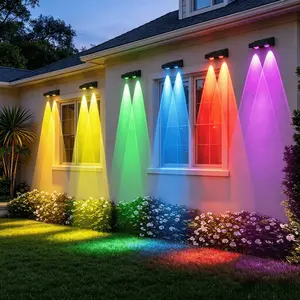 Solar Powered LED Wall Light, RGB Color Changing, Outdoor Garden Decor, Solar Lights Outdoor, Energy Efficient, Rechargeable Battery Included