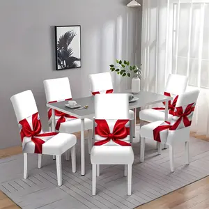 Elastic Dining Chair Cover, Bow Print Seat Pad, Removable and Easy Install, Soft Comfortable, Suitable for Restaurant, Living Room, Office, Home Decor