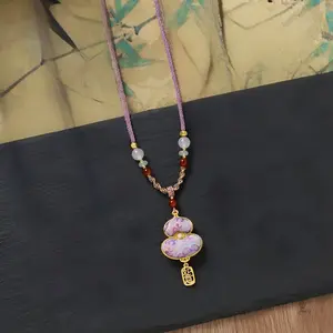 Purple Song Brocade Gourd Necklace | Good Luck | Peace | Happiness