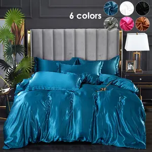 Solid Color Satin Bedding Set, 3 Counts/set Including 1 Duvet Cover & 2 Pillowcase without Filler, Soft Comfortable Bedding Set for Home Bedroom