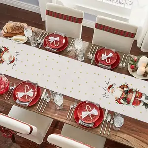Christmas Santa Claus Table Runner, Fresh Style Dining Room Decor, Home Decoration for Living Room, All Seasons Party Supplies