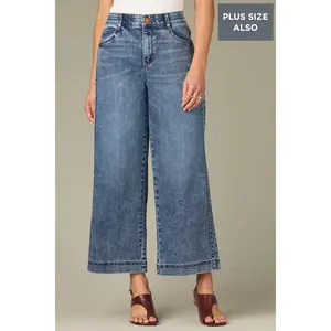 Gracie Skyrise Double Side Seam Stitched Plus Size Wide Leg Jeans