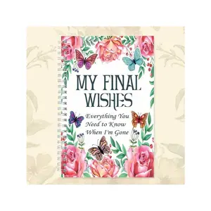 1pc Lifetime Planning Spiral Notebook, My Last Wish Adult Planner & Goals Journal, Floral Butterfly Cover, Inspirational Quotes, 5.5x8.3 Inch
