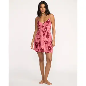 BILLABONG Women's Rays All Day Mini Dress, Elastic Waist V-Neck Mini Dress, Fitted Bodice Flowy Skirt, Summer Vacation Beach Dress