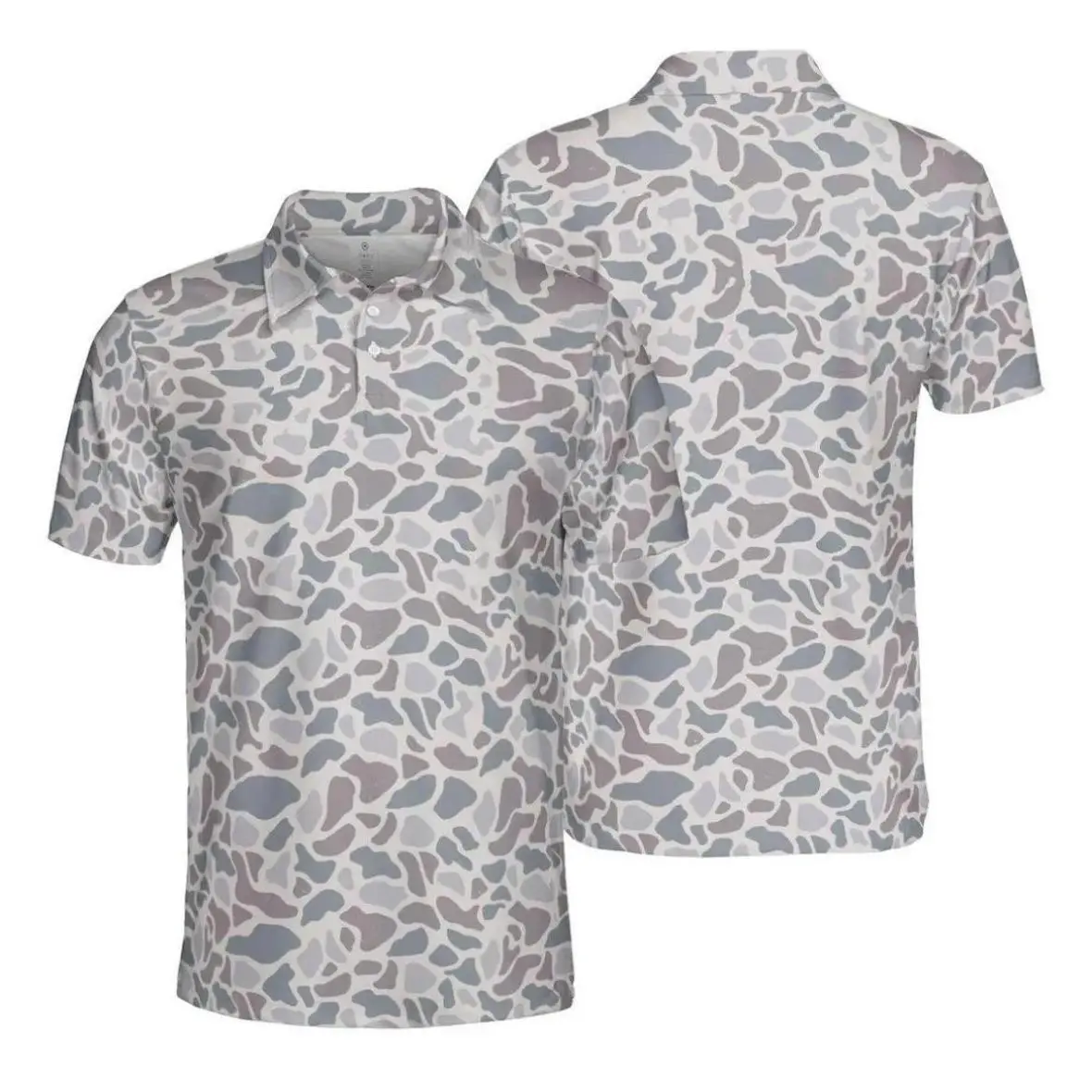 Men’s Deer Camouflage Golf Polo Shirt with Hunting Style Design and Lightweight Outdoor Comfort